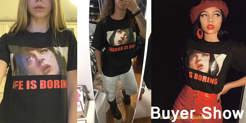 Пародия Харадзюку белая женская футболка летняя новинка футболка Femme Life is Boring буквенный принт Женская футболка размера плюс