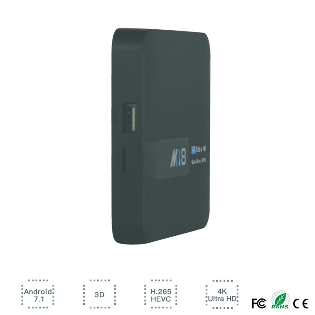 M18 ТВ Box Высокое качество Wi Fi Bluetooth 4 1 Android 7 ГБ + 8 ГБ/2 16 Декодер каналов кабельного