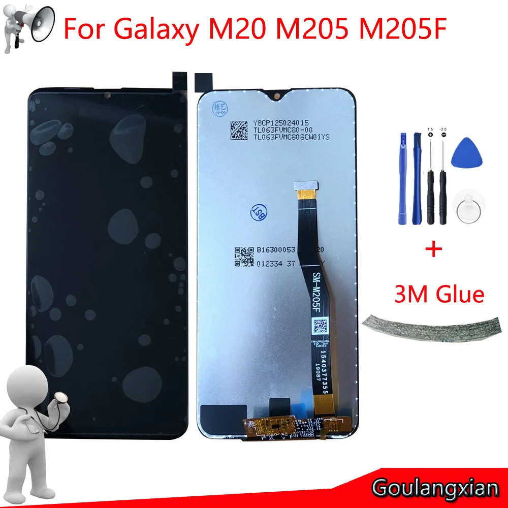 6 3 &quotAAA Оригинальный ЖК дисплей для Samsung Galaxy M20 M205 M205F SM M205F/DS + сенсорный экран