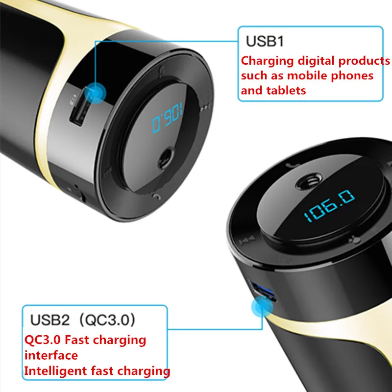 Автомобильное QC3.0 быстрое зарядное устройство MP3 Bluetooth музыкальный плеер Арома увлажнитель воздуха двойной USB громкой связи Bluetooth комплект FM передатчики