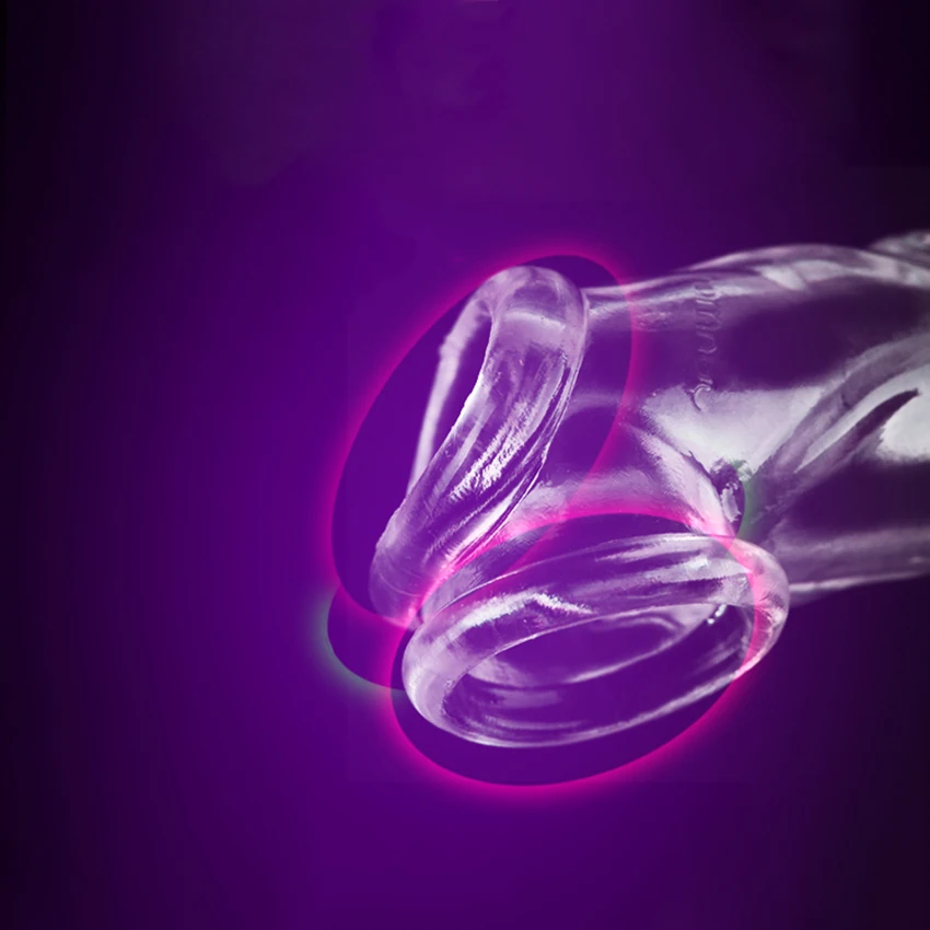 Zerosky Reuseable Penis Sleeve Extender Delay Ejaculation Double Hole Dildo Realistic Cock Condom Sex Toys for Men | Красота и