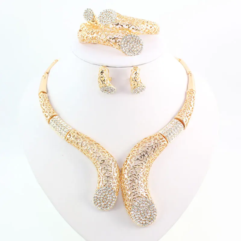 Комплект из колье серёг кольца и браслета с кристаллами|necklace tiger|accessories reviewaccessories