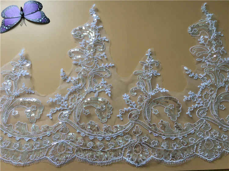 Нежная Свадебная кружевная отделка 9 ярдов с блестками ручной работы для