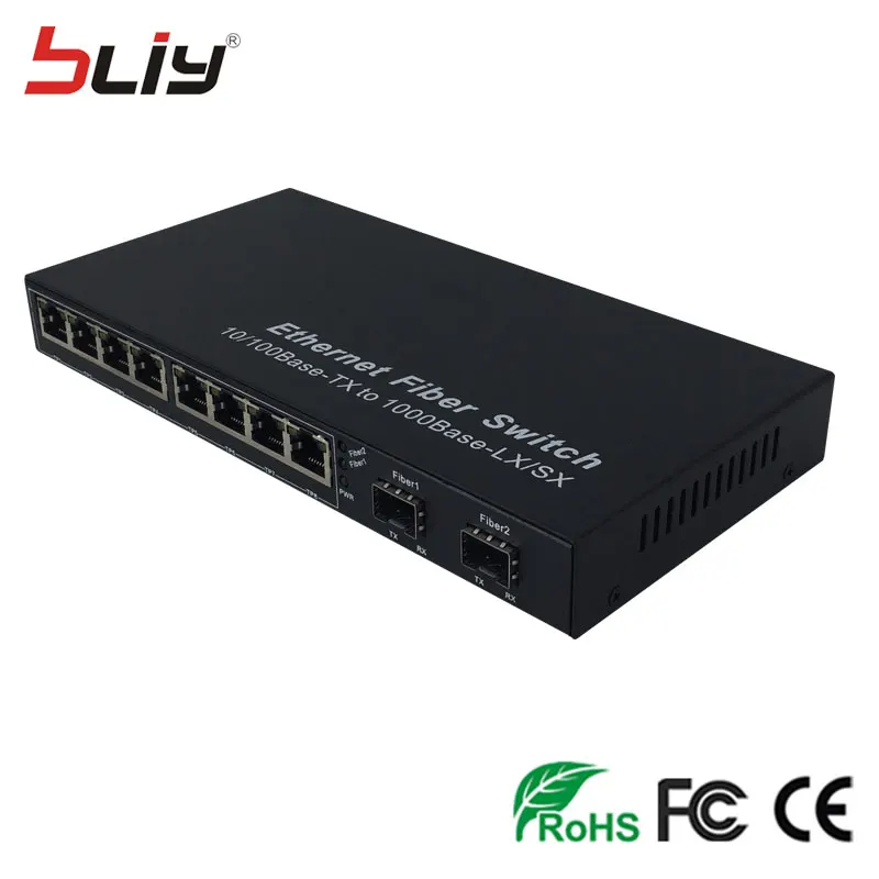 Волоконно-Оптических SFP media converter 8 10/100/1000 Base-TX 2 sfp слот волоконно-оптический