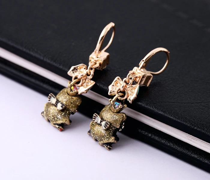 Женские Эмалевые Серьги-банты серьги лягушки с кристаллами | Украшения и