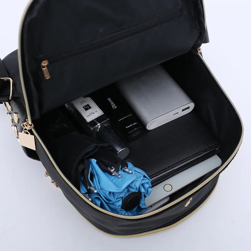 IMIDO 2019 New Fashion Rivets Elegant Simple Waterproof Nylon Korean Students Multi-functional Women's Backpack | Багаж и сумки