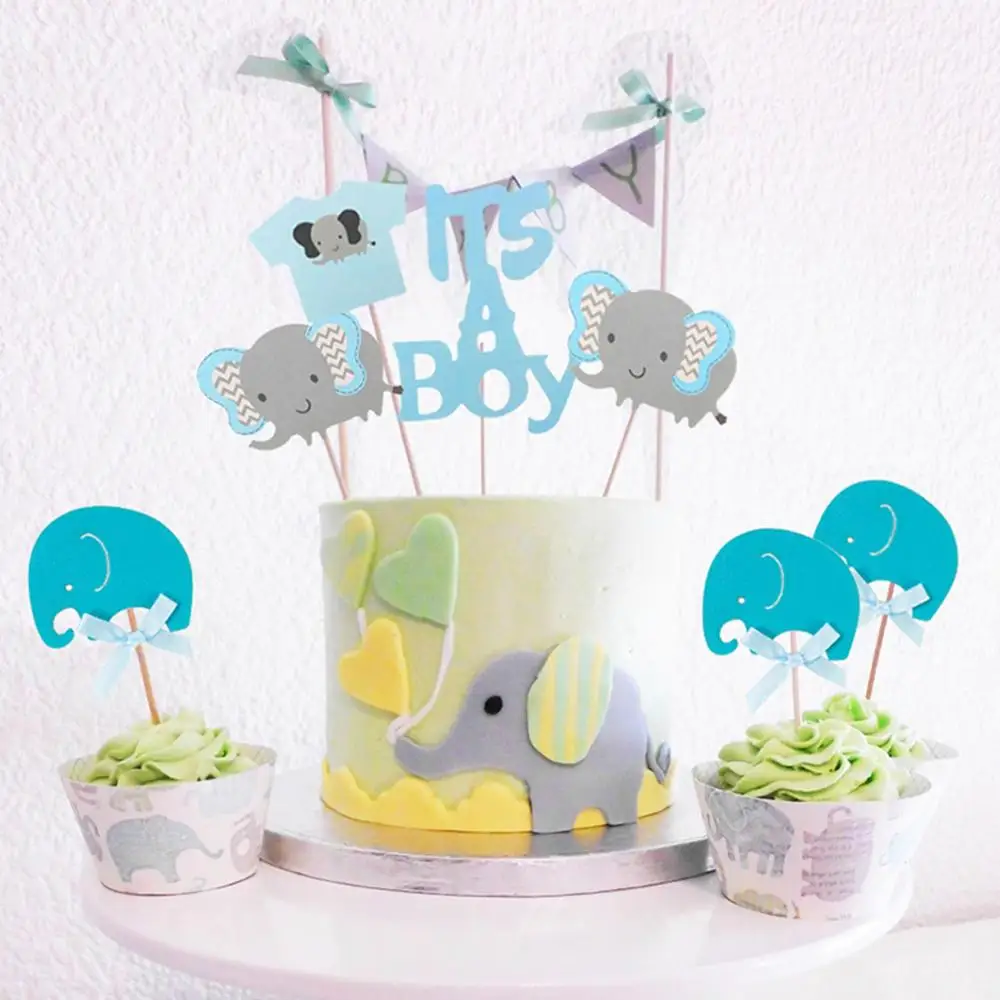 10pcs blue elephant 10 шт. золотая корона для капкейков, топперы для свадебного стола, украшения для детского дня рождения, девичника, вечерние принадлежности для душа - Цвет: 10pcs blue elephant