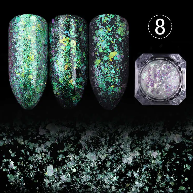 8 0.15g Зеркало-Хамелеон Блестки для ногтей блестки хлопья блестки порошок УФ Гель-лак круглый неровный блестка Маникюр украшения для ногтей - Цвет: 8 0.15g