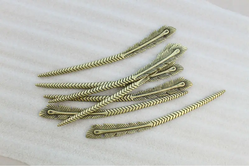 Бесплатная доставка 5 шт. состаренная бронза перо дизайнерские закладок для