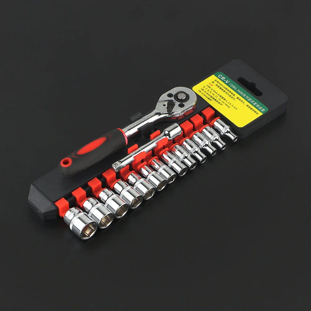 Yofe 12-15 шт. 1/4 &quot4-14 мм разъем Гаечные ключи головкой метрическая Набор торцевых