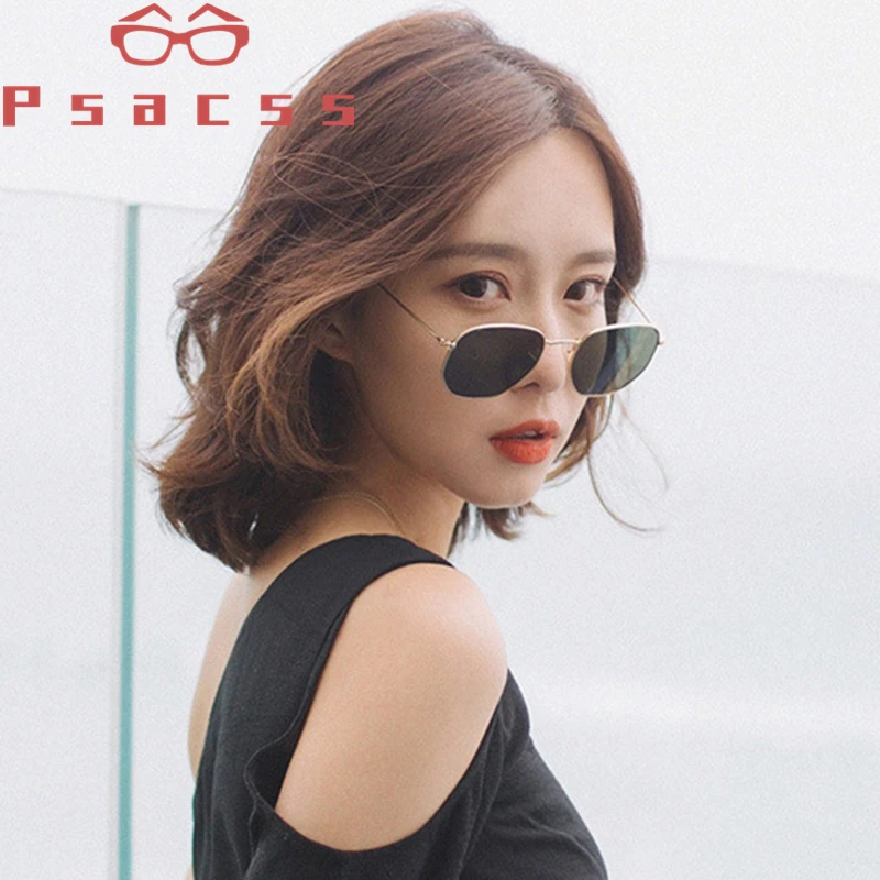 Psacss NEW Metal Square Sunglasses For Men Women Clear Rainbow Color Sun Glasses Vintage Brand Designer gafas de sol mujer UV400 |