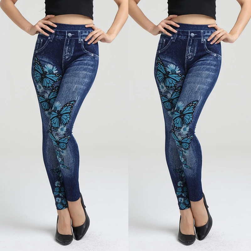 Женские леггинсы обтягивающие джинсы с высокой талией женские эластичные узкие