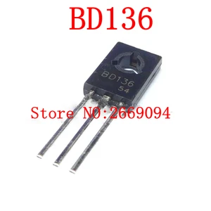 50PCS New In-Line Power Transistor BD136 BD136G PNP 1.5A/45V TO-126 BD-136 Transistor