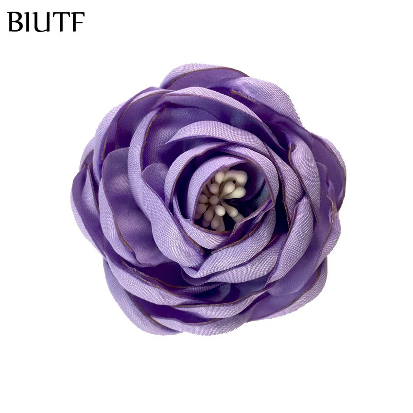 17-lavender 5 шт./партия, 2,4 ''сгоревшие атласные цветы Camelia с Stamen 6 см, шикарные тканевые детские головные уборы, обувь, аксессуары для творчества TH284 - Цвет: 17-lavender