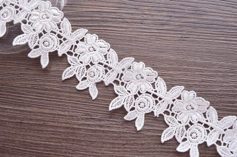

5.2cm 2.04" wide 10 yard ivory milk silk fabric embroidered tapes lace trim ribbon 1120343QL4K27