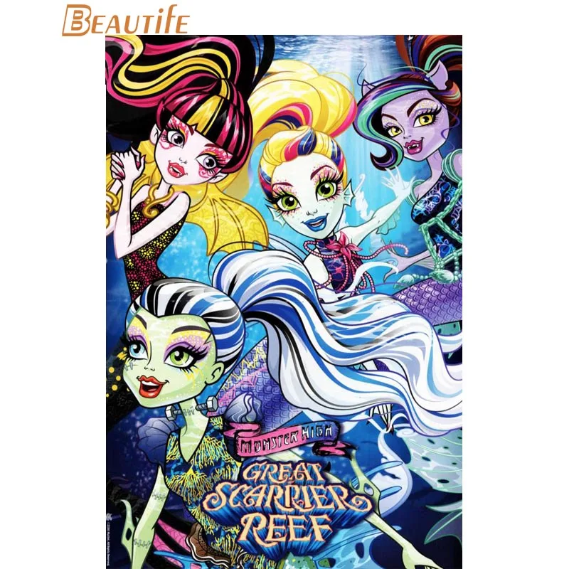 Monster High 5 плакат ткань Шелковый украшения дома настенный художественный тканевый
