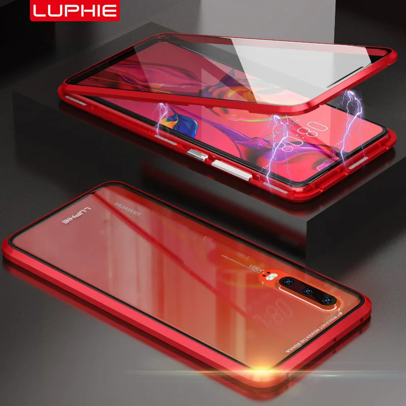 LUPHIE 360 градусов Полный Магнитный чехол для Huawei P30 P 30 передний задний стеклянный Pro