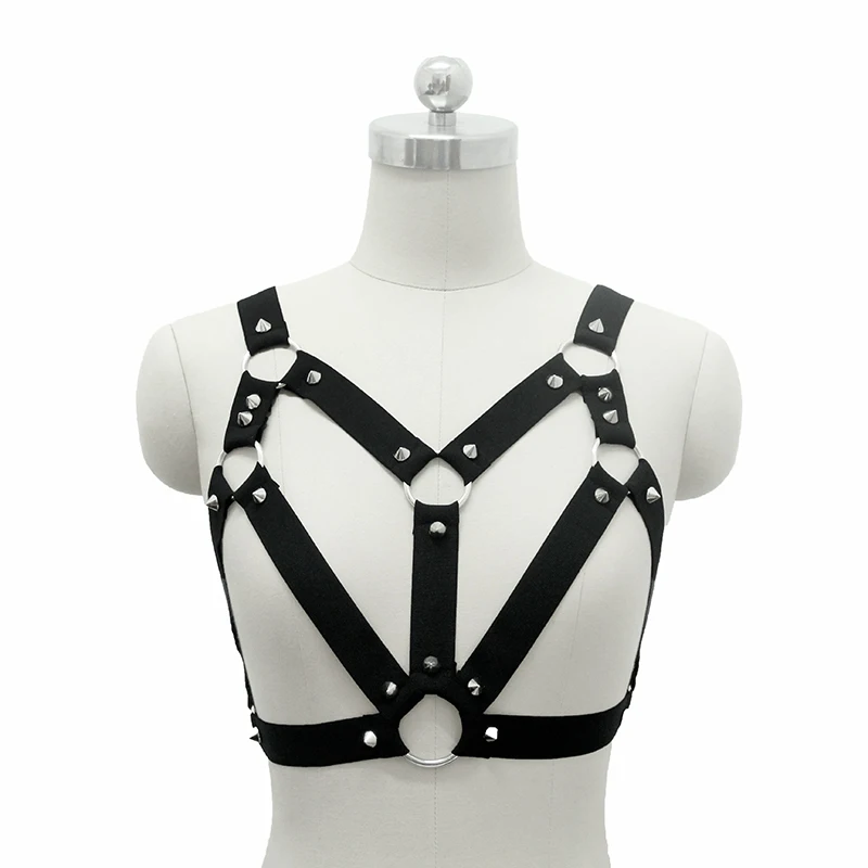 2017 новая мода пастельный гот Женский Шипованный ремень бюст бандаж бюстгальтер