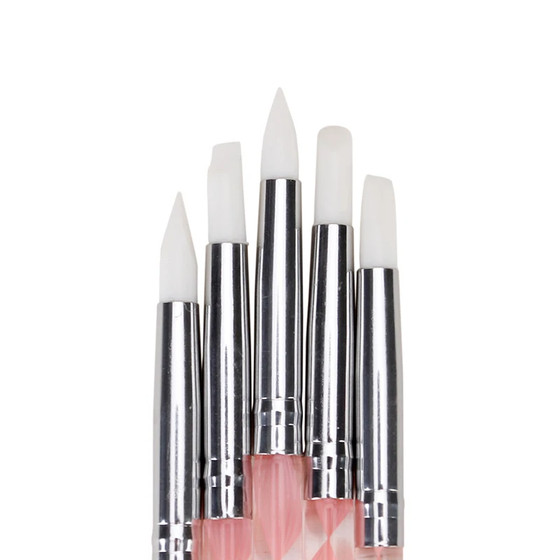 5 шт 2 Way Nail Art акриловые силиконовые точки цветок двойной для ногтей ручка Нержавеющая сталь инструменты для нанесения точек роспись под мрамор ручки