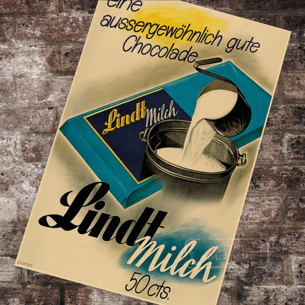 Швейцарская еда шоколадные объявления Lindt Milch классические картины на холсте