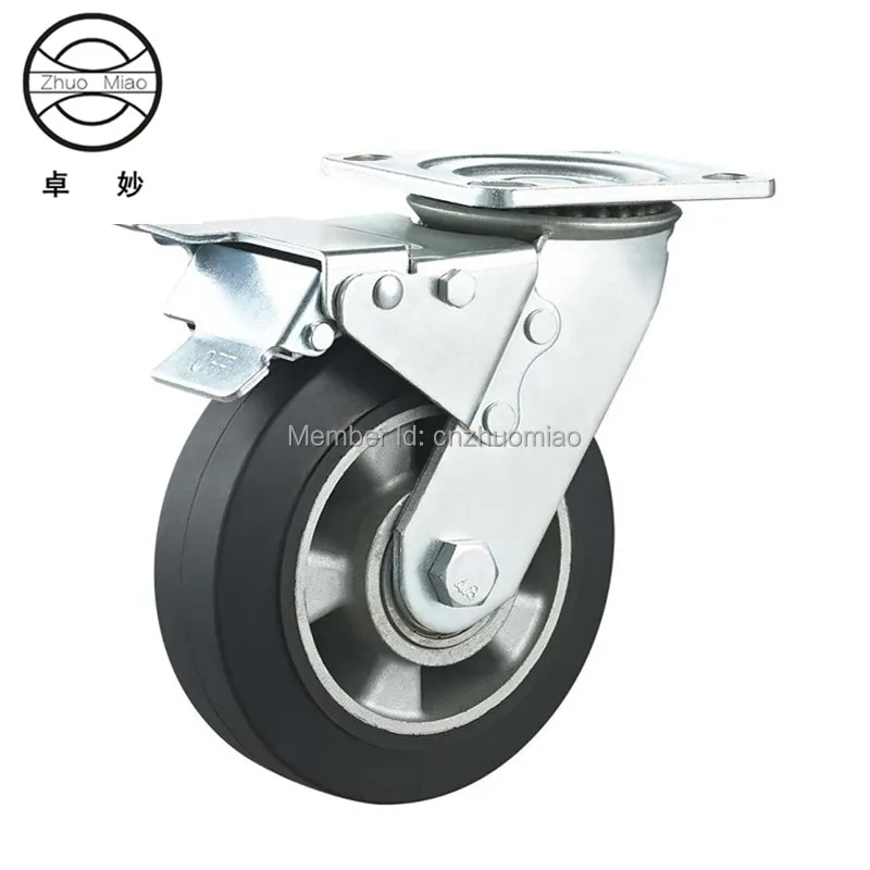 

4 pcs New style 5 inch Heavy duty aluminum core rubber fixed casters