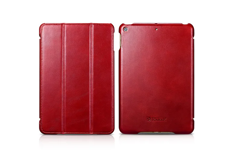 Красный ICarer Чехол-книжка для iPad Mini5 винтажная серия настоящий кожаный чехол-подставка для iPad mini 5 держатель Ретро Кожаный чехол s - Цвет: Красный