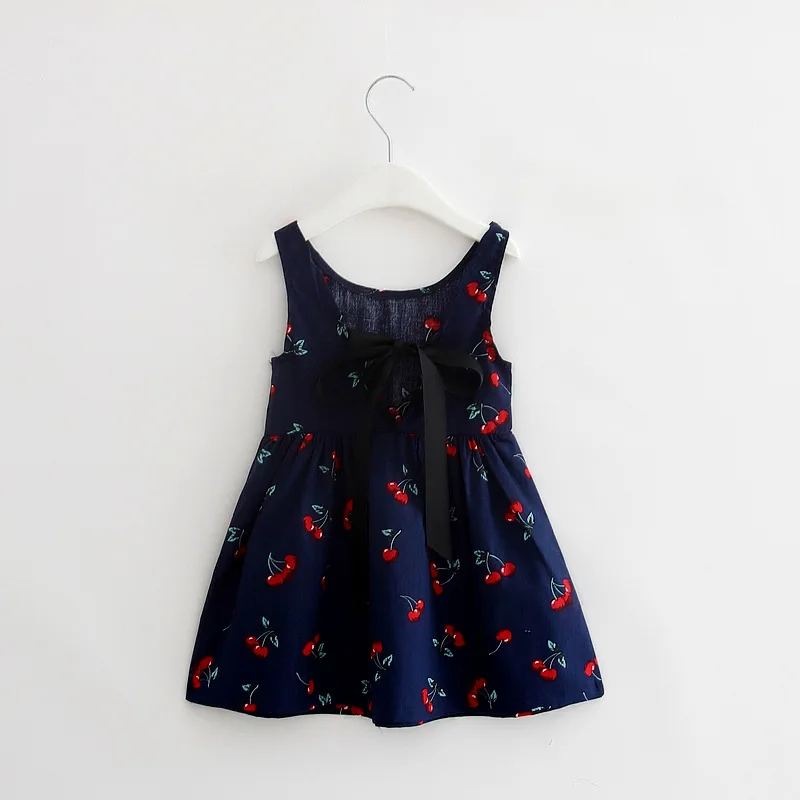 2018 Summer Toddler Girls Dress Casual Clothing Cherry Print Princess Baby Cotton Backless Kids Vestidos | Детская одежда и обувь