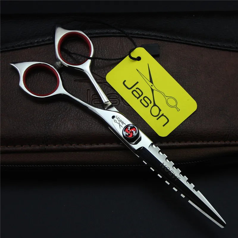 6 дюймовые ножницы для стрижки волос серебристые двухсторонние с зубьями головы