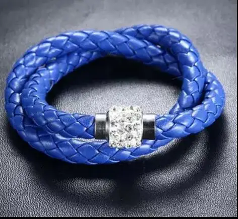 Разноцветный браслет из натуральной кожи Браслет манжета с магнитной застежкой