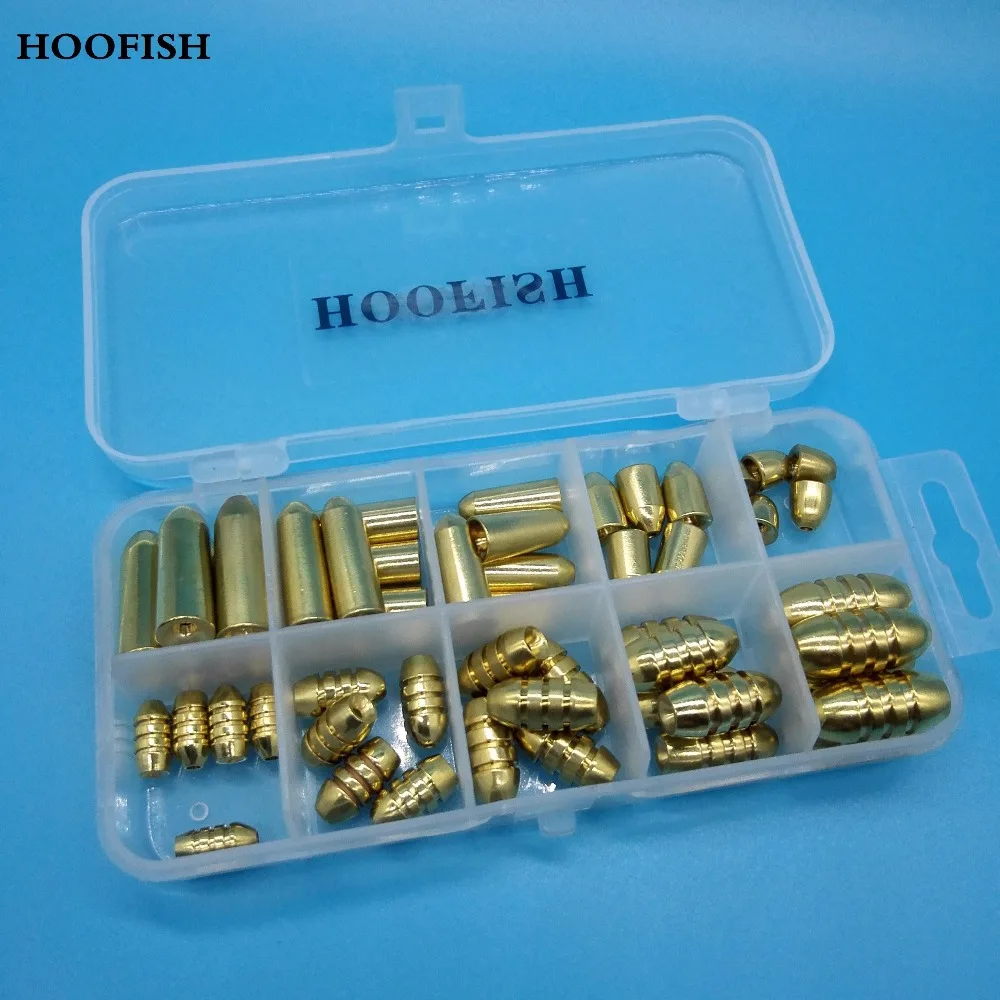Рыболовные грузила HOOFISH медная в форме пули 50 шт. + 1 коробка 8 г|Наживки для рыбной