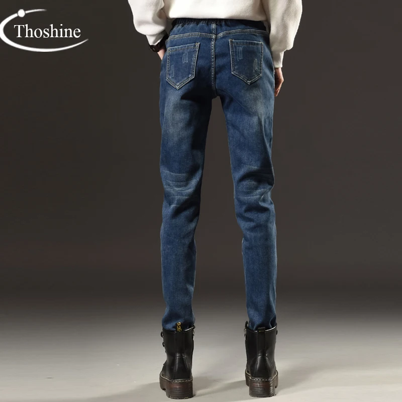 Thoshine бренд 2017 Весна осень зима Для женщин Джинсы для Slim Fit женские джинсовые