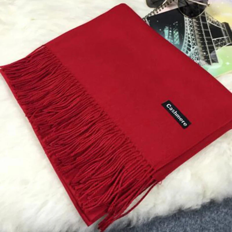 Лидер продаж высококачественный однотонный шарф с кисточками универсальная