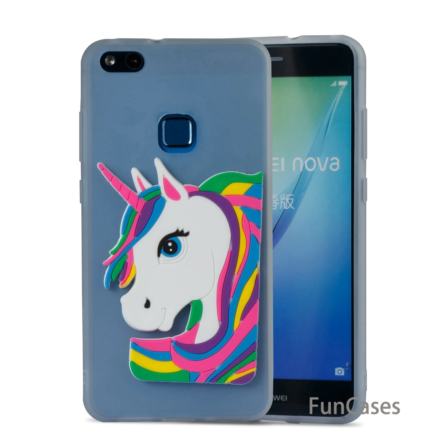 Резиновый чехол с единорогом для Etui huawei P10 Lite Мягкая силиконовая задняя крышка