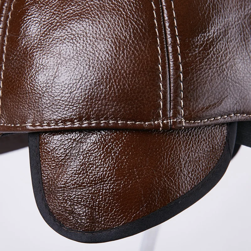 Thin Genuine Leather Hat Men's Autumn Winter Visor Cap Male Middle-aged Dad Cowhide Hats Men Fashion High Quality Caps H6916 |
