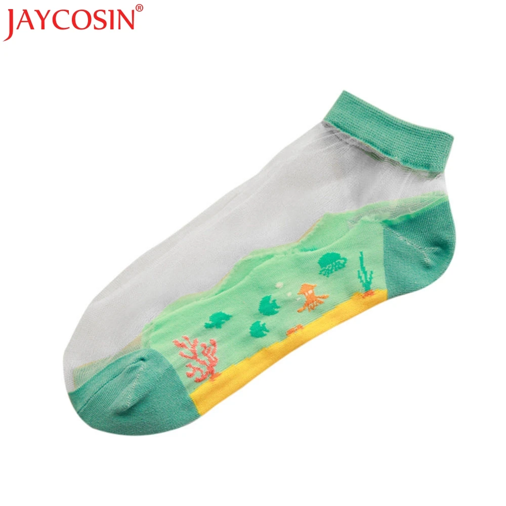 Модная женская забавная лодка, 1 пара, Короткие Прозрачные хлопковые короткие носки до щиколотки с рисунком из мультфильма, 30pNo15