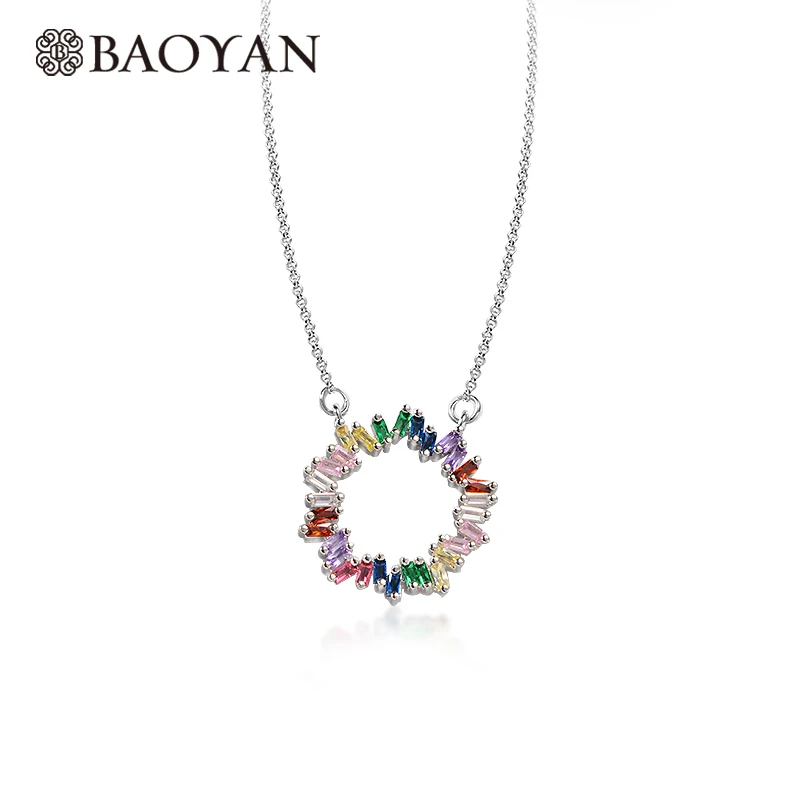 Baoyan модные Циркон с радужным блеском украшенные стразами Круглые Подвески