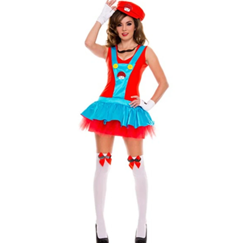 Сексуальные женские белые перчатки и цепочка с подвеской в виде усов супер Mario Luigi