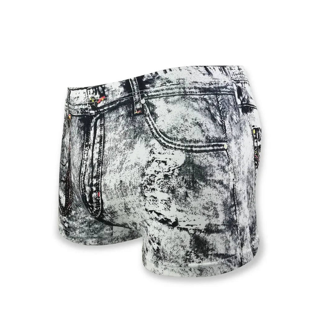 Fashion Men's Boxer Sexy Denim Printed Dollar Pocket Shorts Pants Underpants Male Panties Tрусы Mужские | Мужская одежда