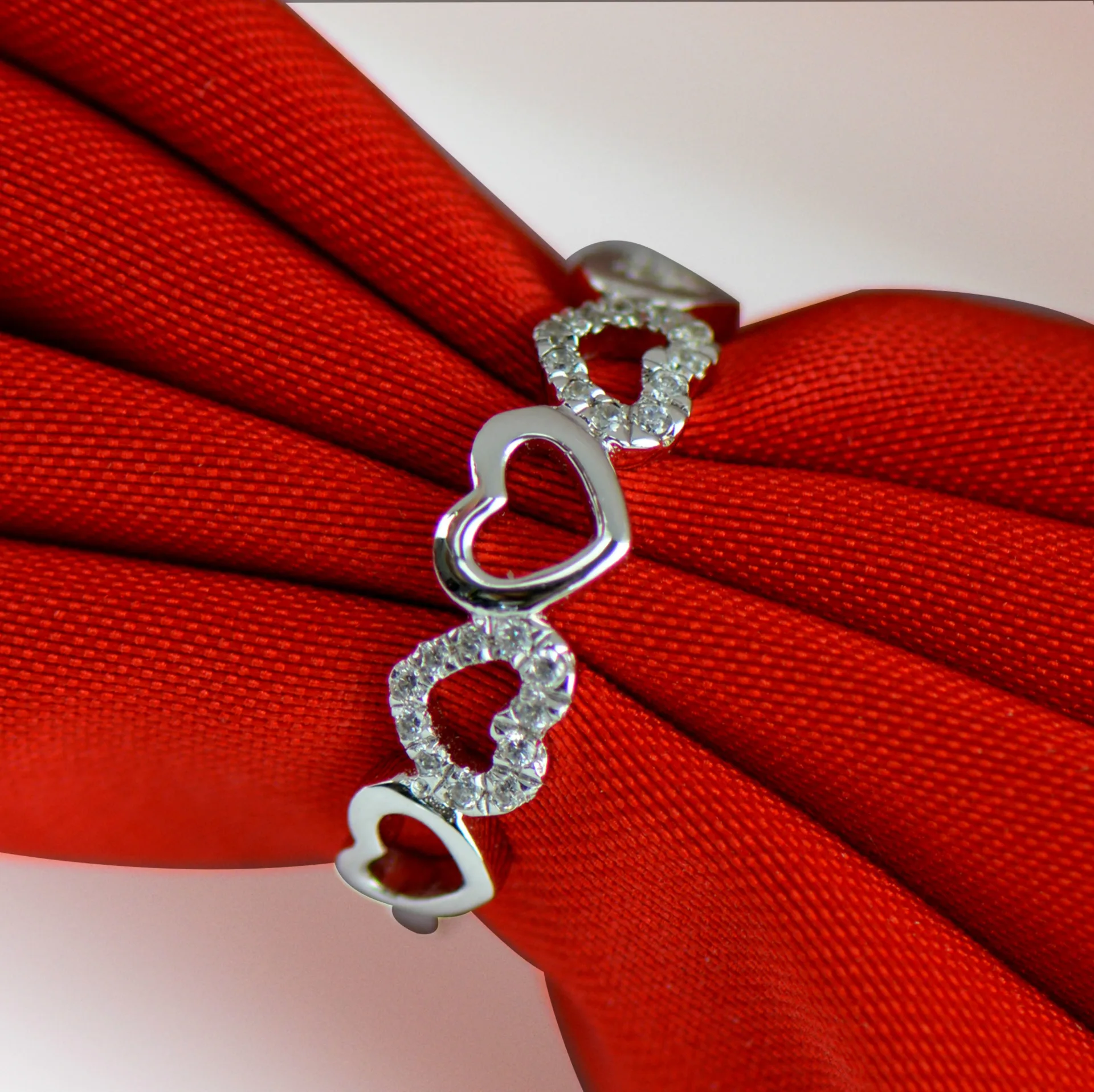 Женское кольцо с сердечком из чистого серебра 925 пробы бриллиантами (JSA)|love ring|rings