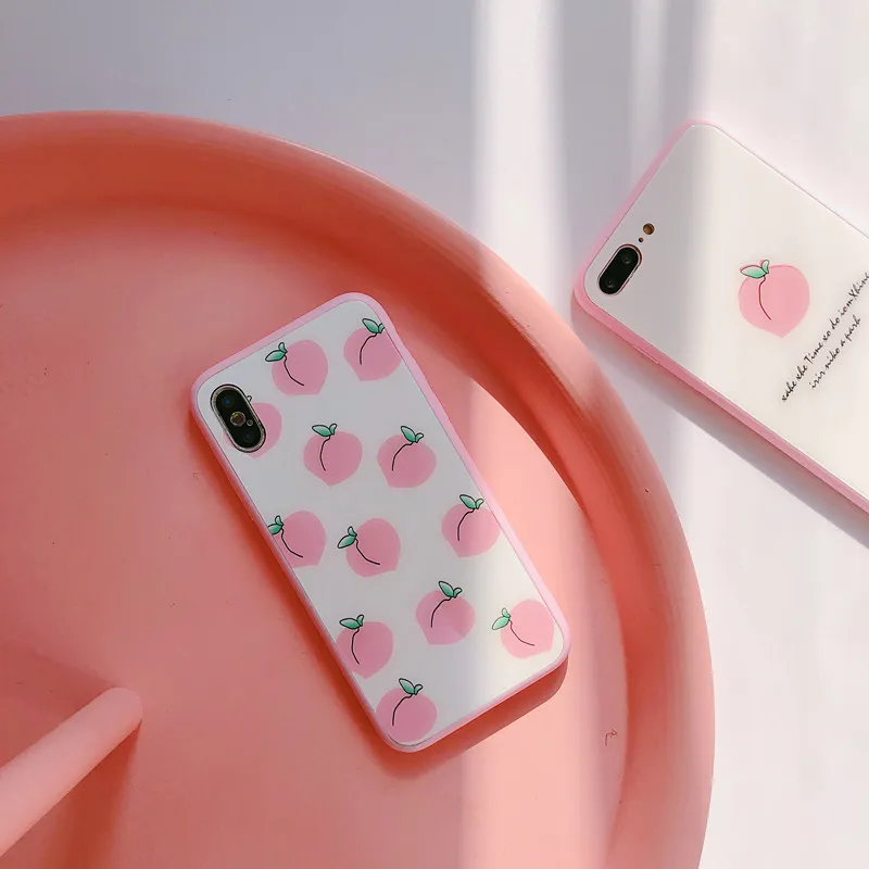 Персик Стекло основа чехол для телефона Apple Xsmax мобильного комплекты iPhone8/7 plus