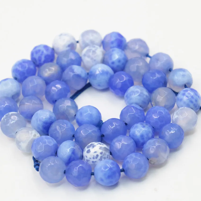 Граненый оникс из натурального огненного камня Круглый 6 8 10 12 мм синий серый