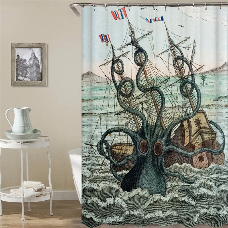 

Ocean Turtle Waterproof Shower Curtain Octopus Home Bathroom Curtains Polyester Fabric Bath Curtain Customized