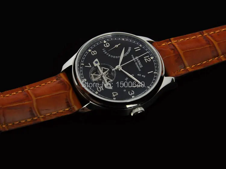 Мужские часы Parnis с черным циферблатом и автоматической пряжкой 43 мм | Наручные