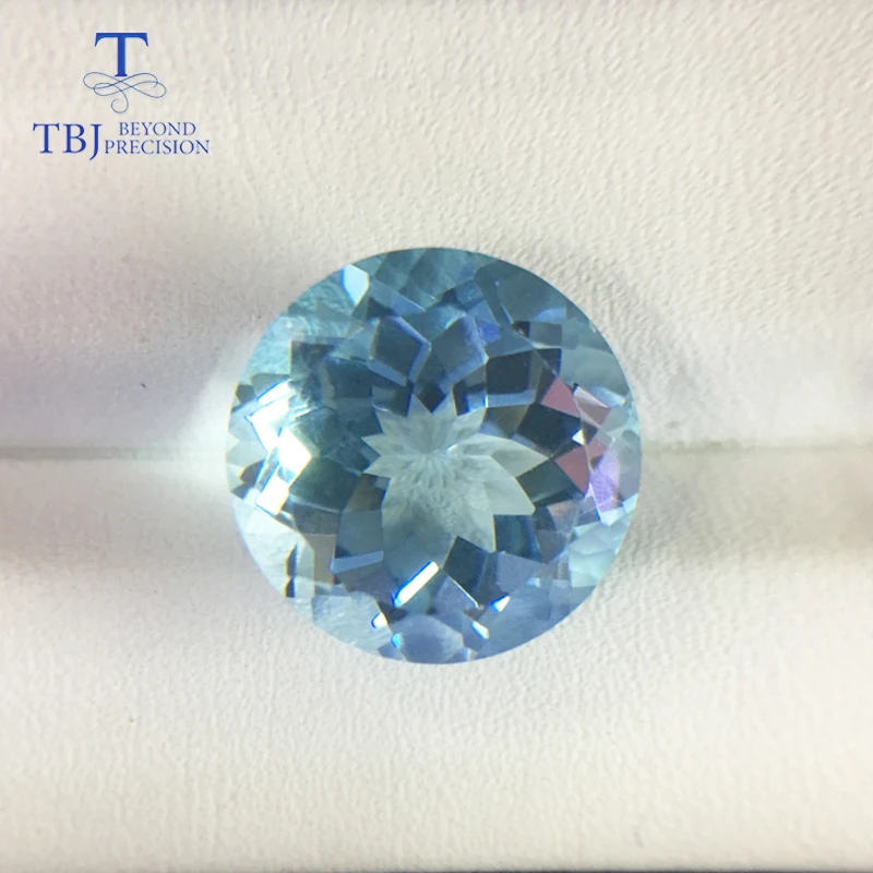 Tbj натуральная большая сторона Небесно Голубой Топаз Круглой Огранки 14 мм 12ct