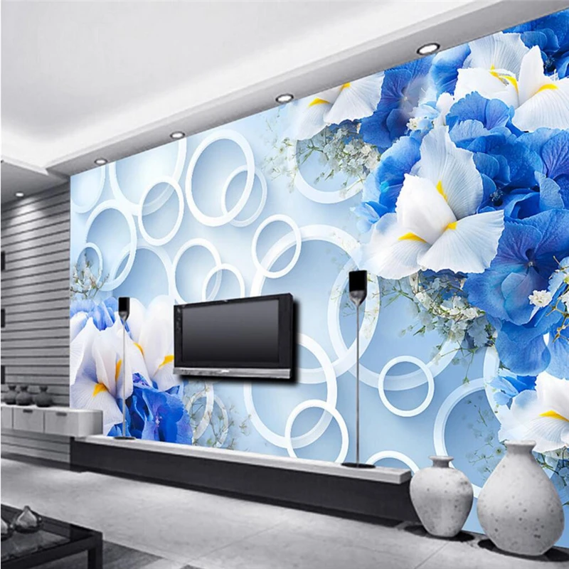 Фотообои beibehang синие мечты круг цветок на заказ художественные 3D обои для