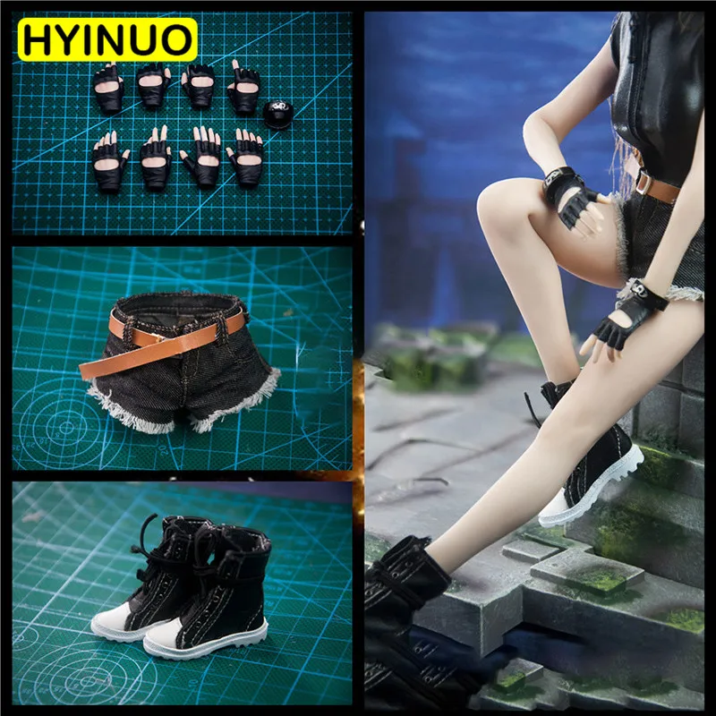

1/6 Scale Female Sexy Leather Clothing Women Denim Shorts Fashion Shoes Clothes Clothing Set For 12" Action Figure Female Body