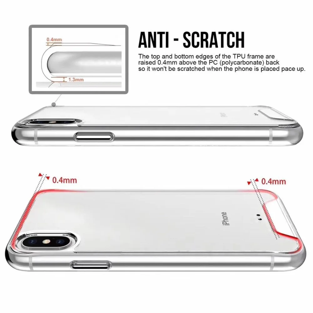 Роскошный прозрачный чехол для телефона с защитой от царапин iphone xs max xr x 6 6s 7 8 plus X