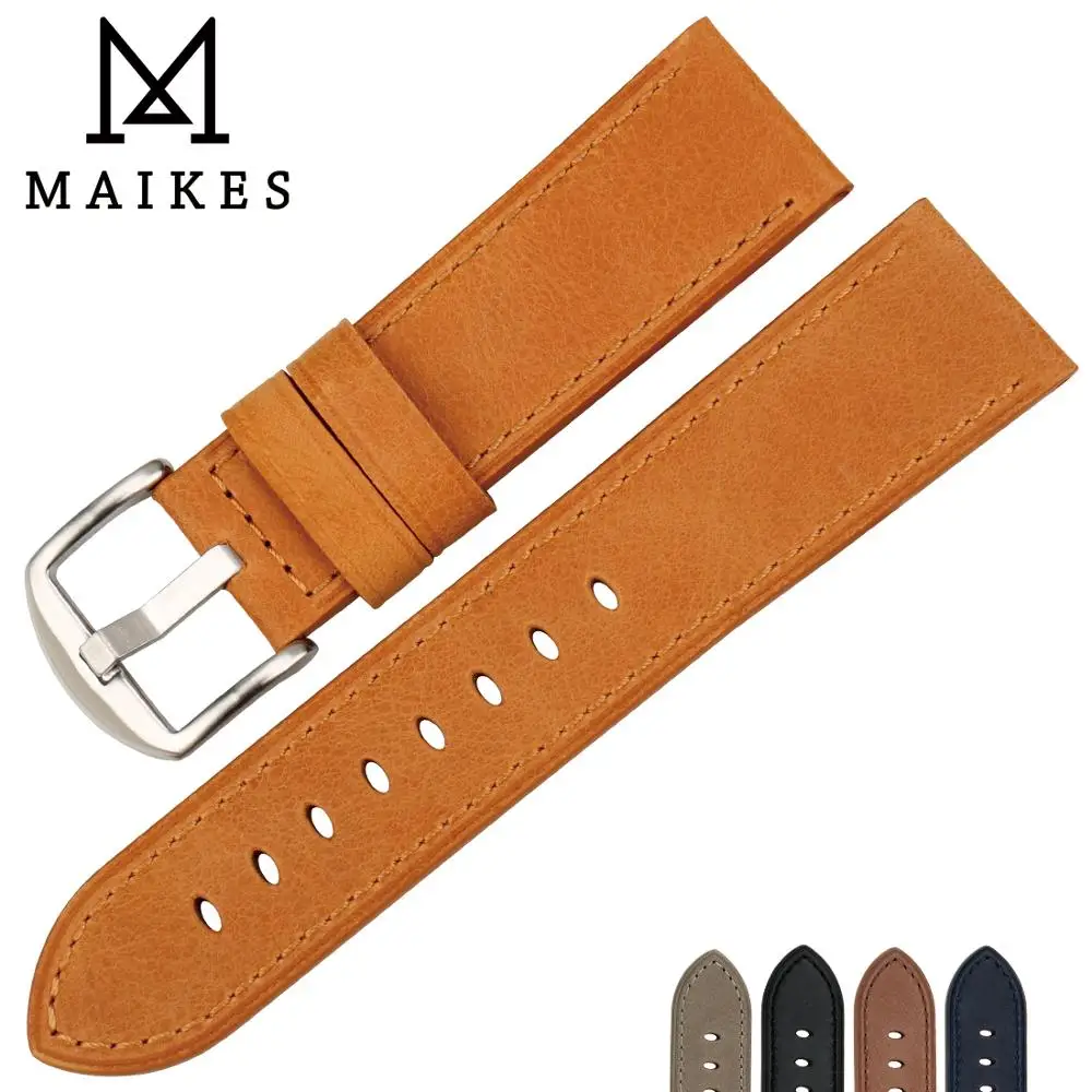 

MAIKES Genuine Leather Watchband Watch Accessories Strap Watch Bracelet Soft Watch band 22mm 24mm Watchband For Rolex Tudor