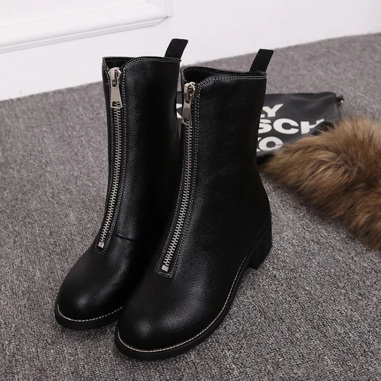 Botas mujer коллекция 2018 года женские теплые плюшевые ботильоны с круглым носком