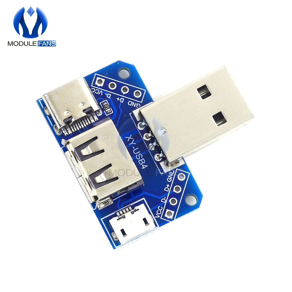Оранжевый 2,54 мм 2,54 мм USB конвертер Стандартный USB мама-папа к Micro usb тип-c к 4P Клеммная плата адаптера Diy электронная - Цвет: Оранжевый
